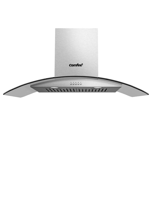 wall mount curved glass range hood
