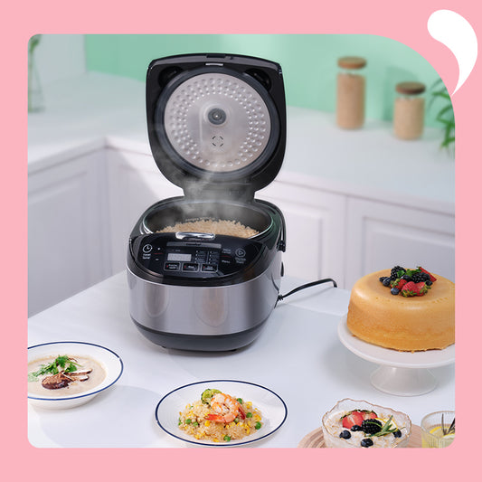 comfee rice cooker next to various of foods