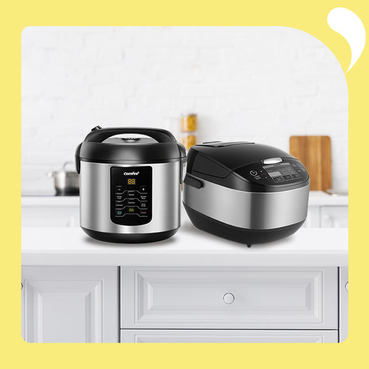digital rice cooker and japanese rice cooker on the table