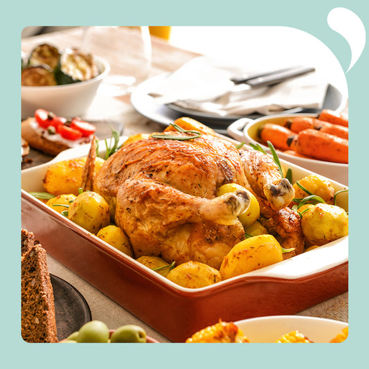Grilled chicken and food