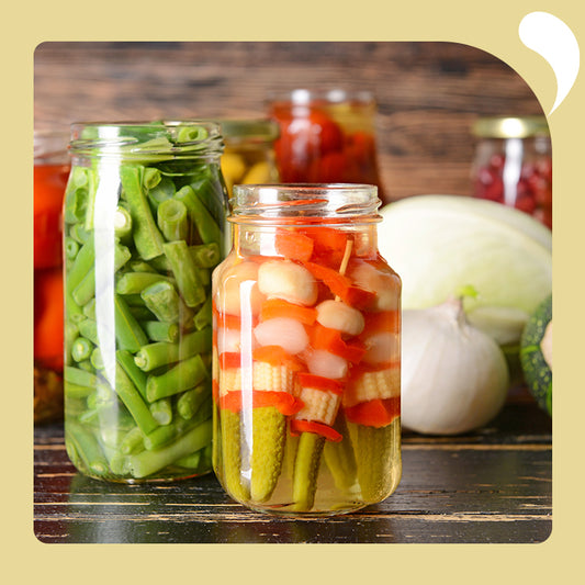 Pickling different vegetables in jars