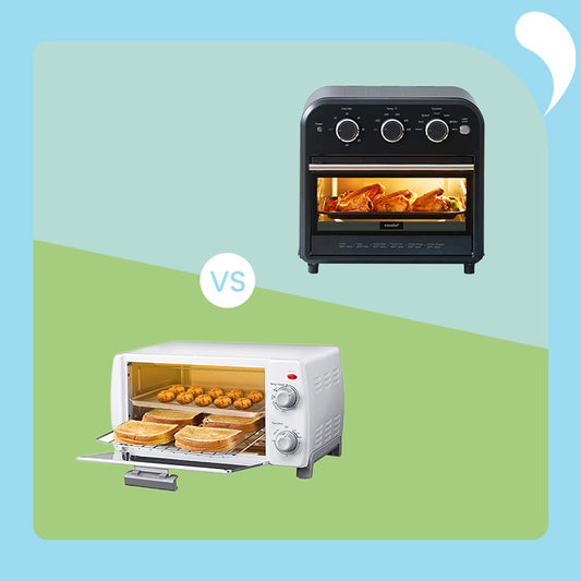 Retro black air fryer toaster oven vs white toaster oven