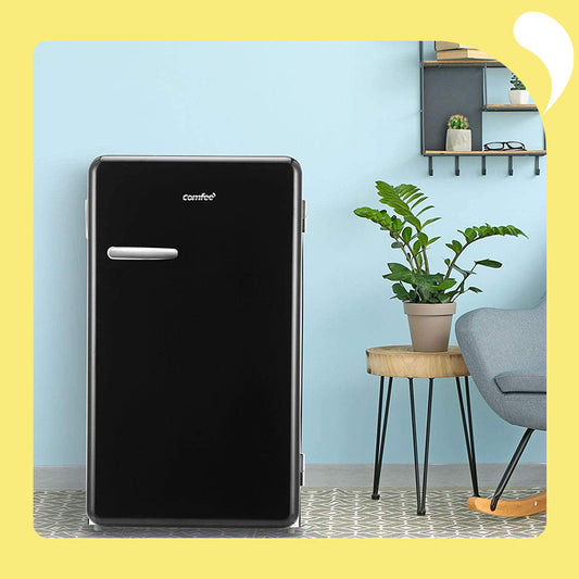 black retro refrigerator