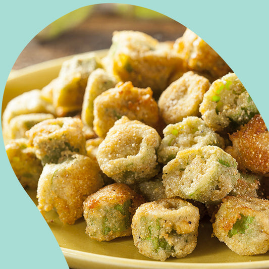 okra patties on a green plate