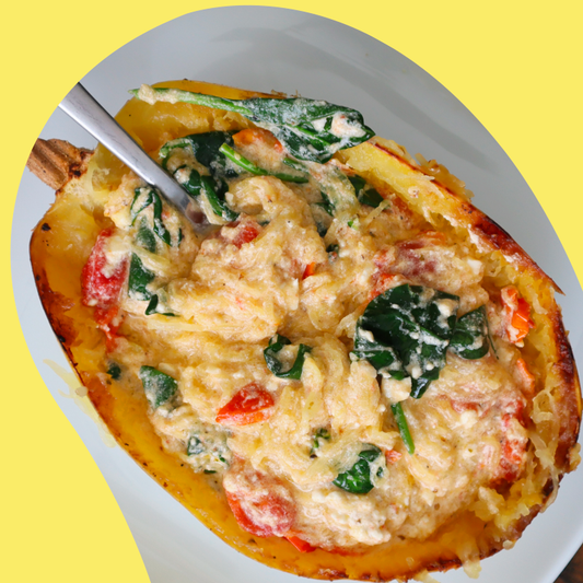 Spinach Tomato Feta Spaghetti Squash