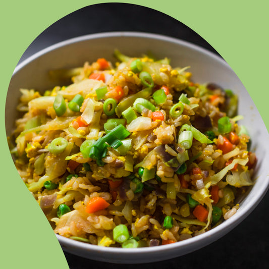 a bowl of cabbage fried rice