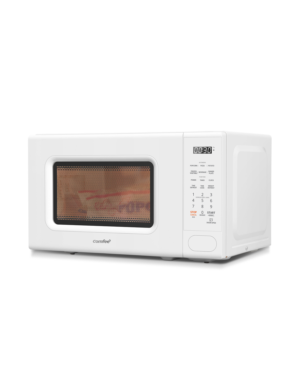 Overall appearance of a white microwave
