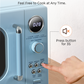 Someone's hand pressing microwave button
