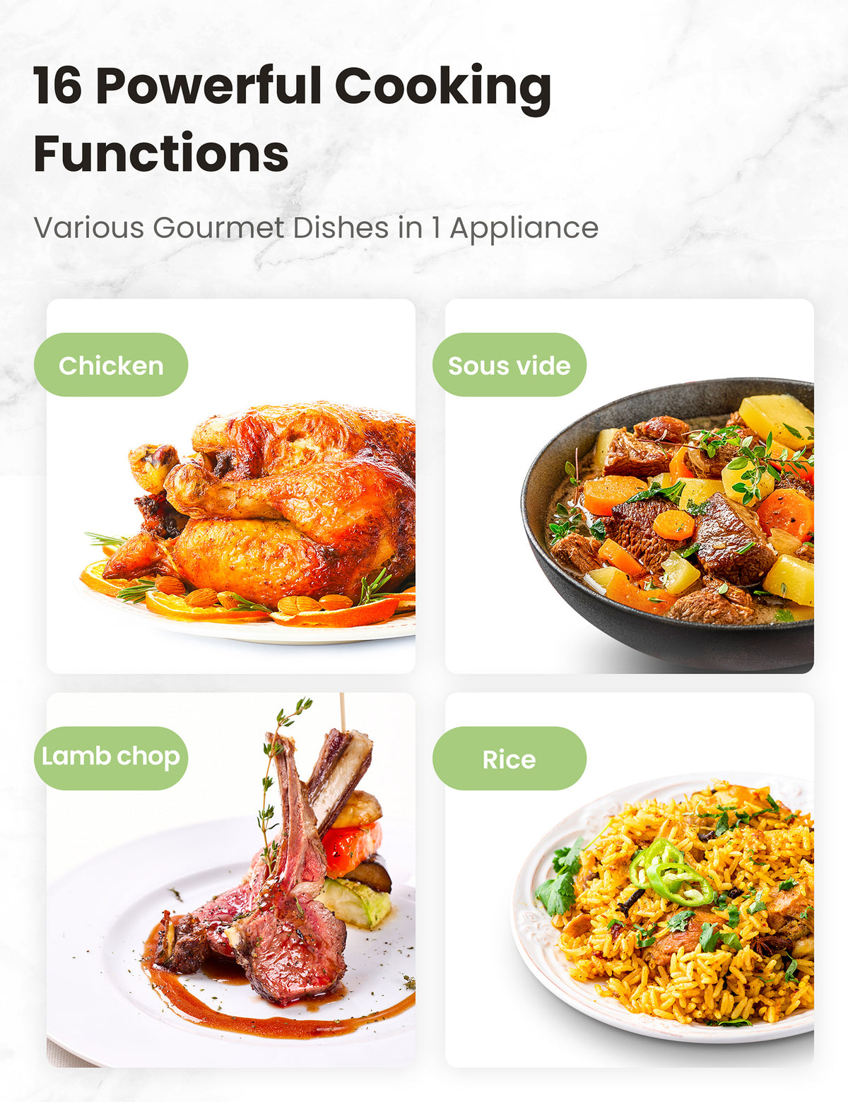 different type of foods made by comfee electric pressure cooker