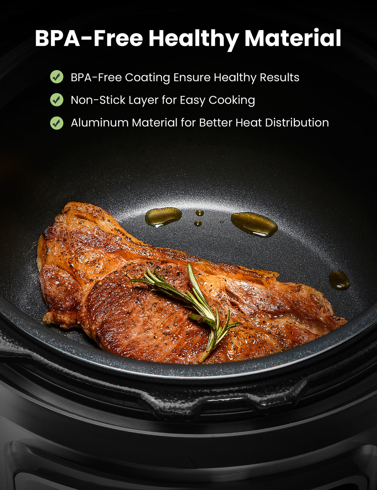 a piece of meat in a pressure cooker