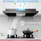 comfee ductless range hood under a white cabinet filtering air from a pot on a stovetop