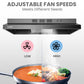 comfee under cabinet range hood high and low fan speeds