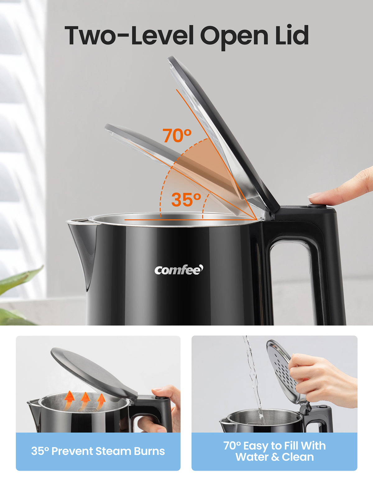 Comfee Double Wall Kettle with Two Opening Angles