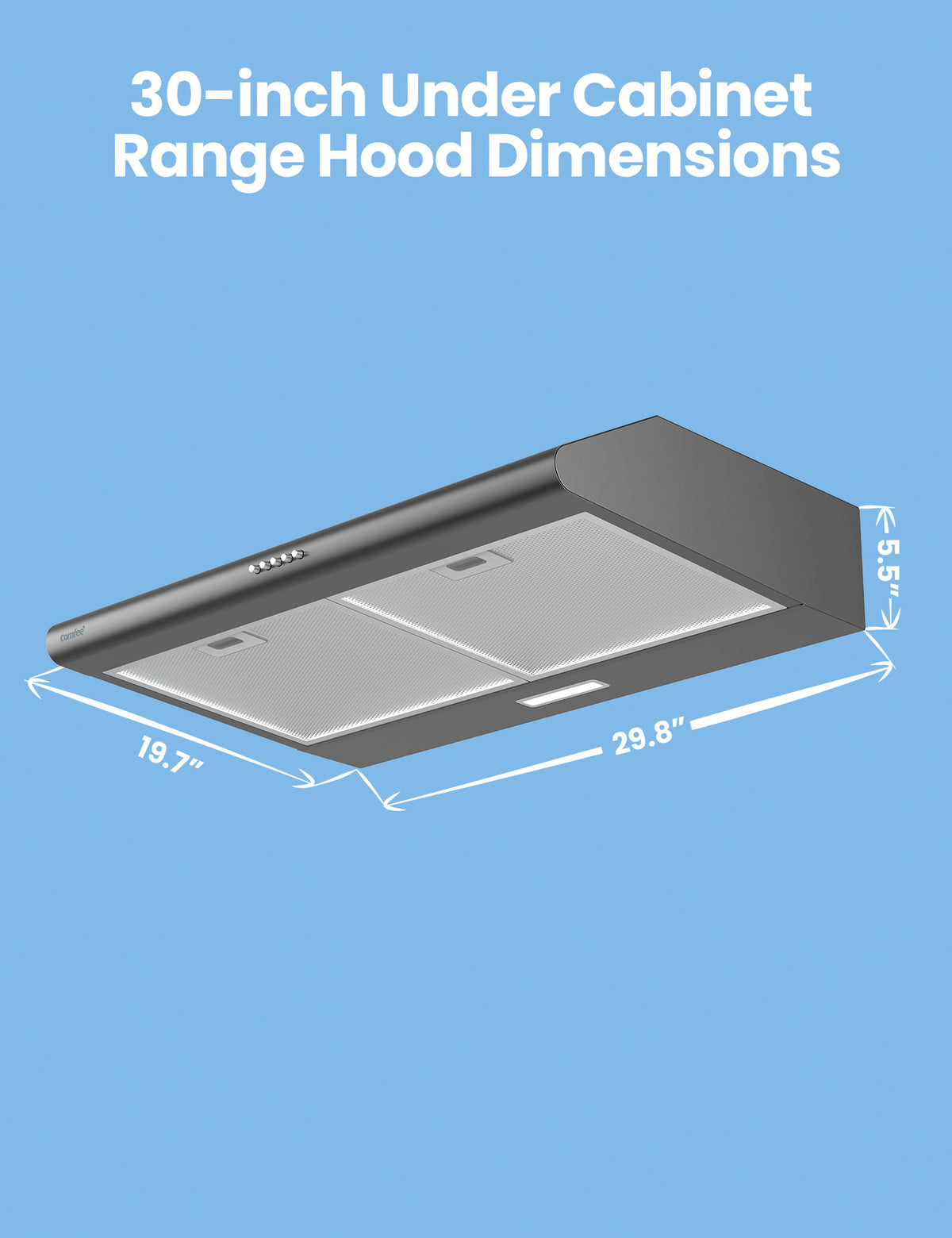 measurements of comfee under cabinet vent hood