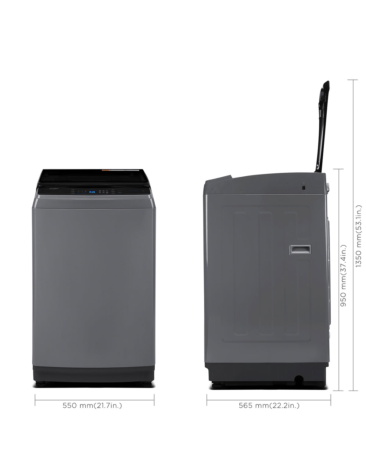 dimensions of grey portable washing machine
