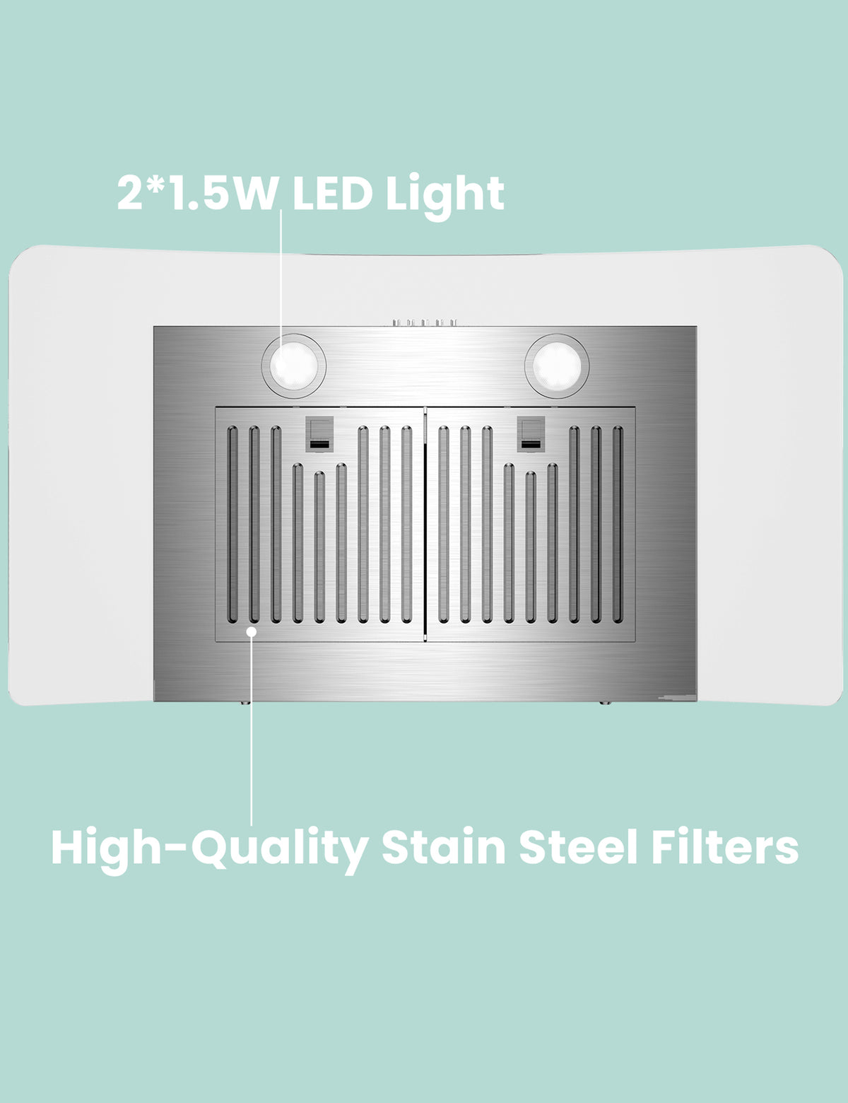 36" Curved Glass Gesture Sensing Control Range Hood