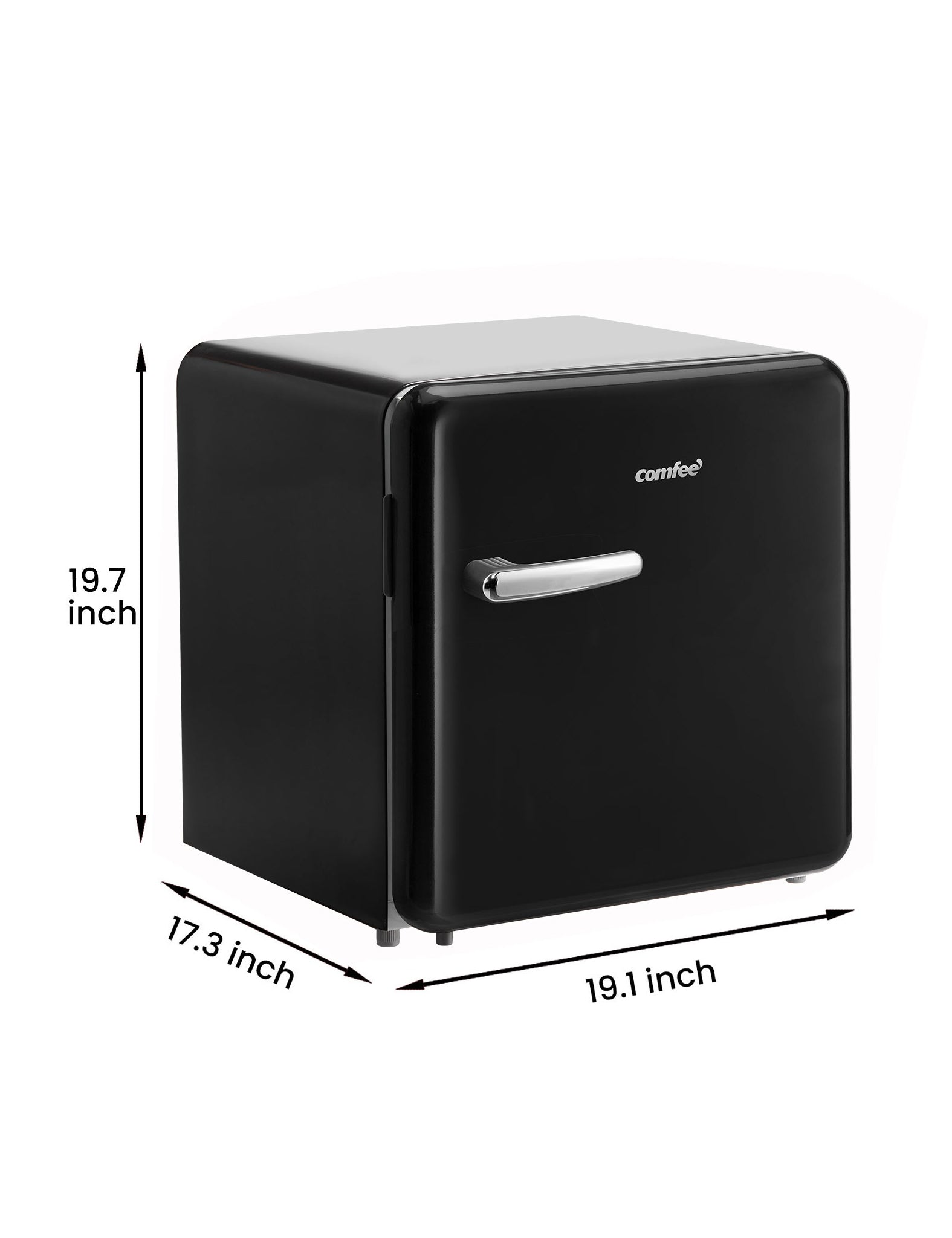 dimension of black mini fridge