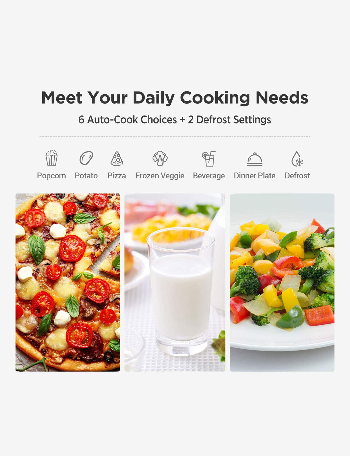 different types of food cooked in comfee microwave