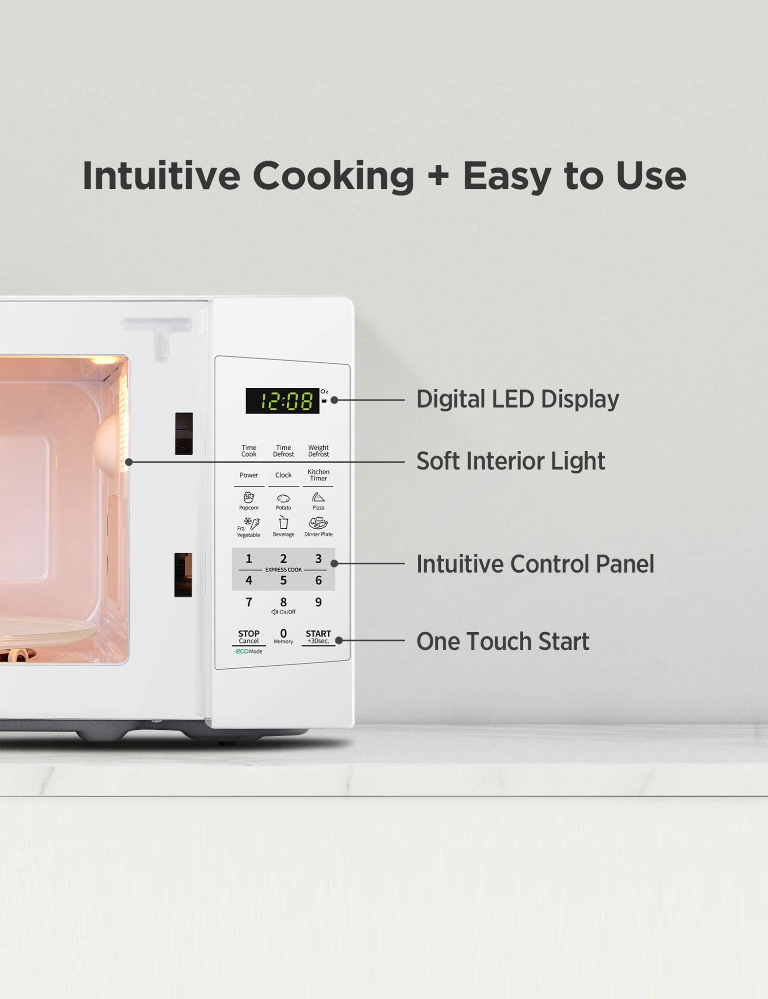 white microwave display panel