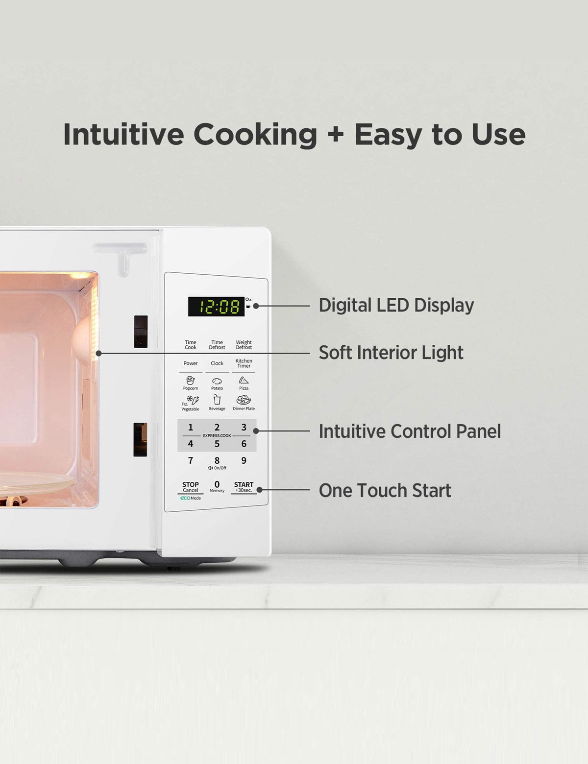 white microwave display panel