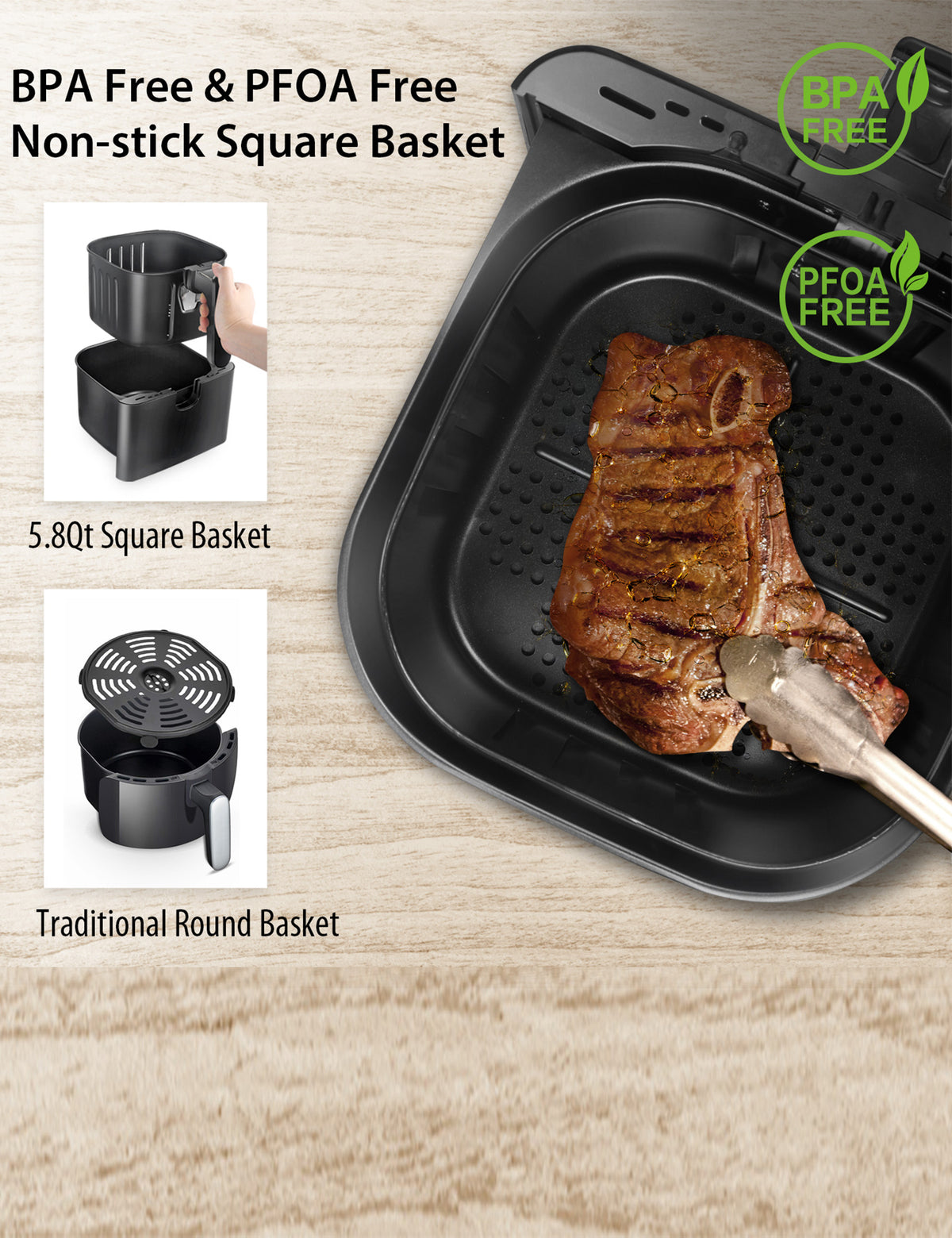 steak cooked steak on a digital air fryer grill
