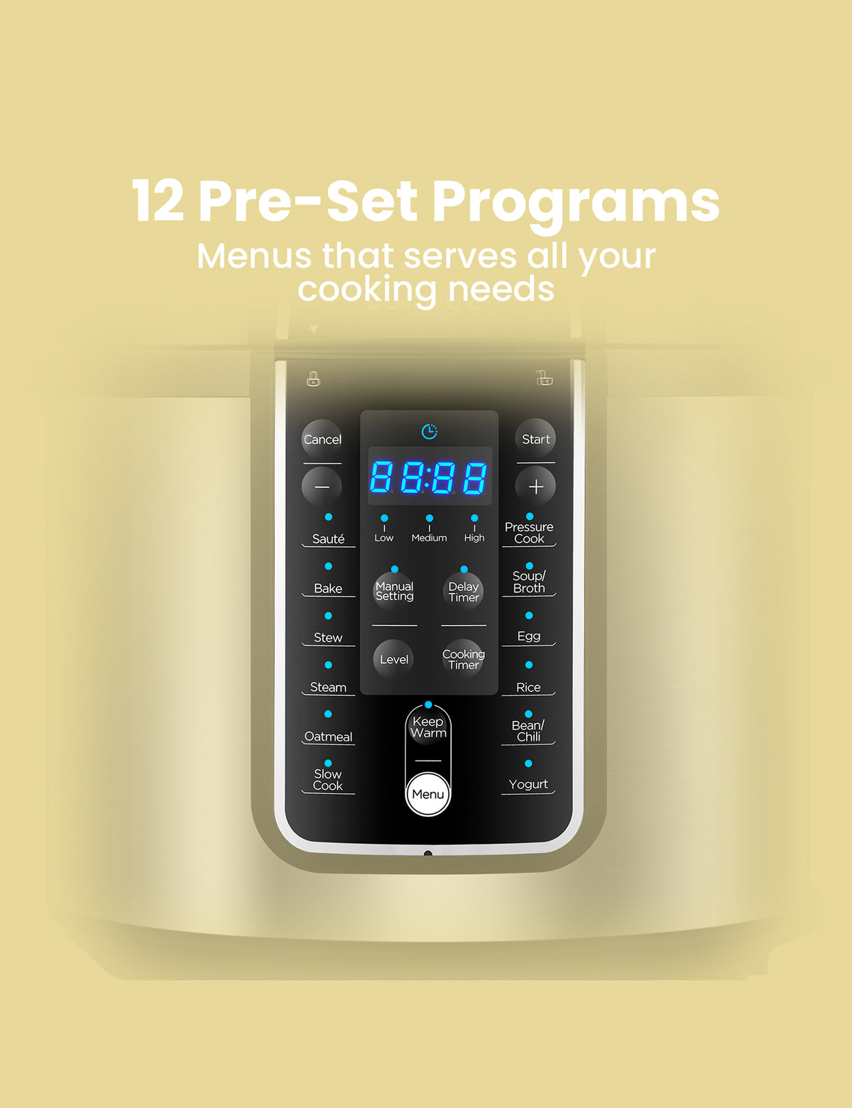 led display of the comfee electric pressure cooker