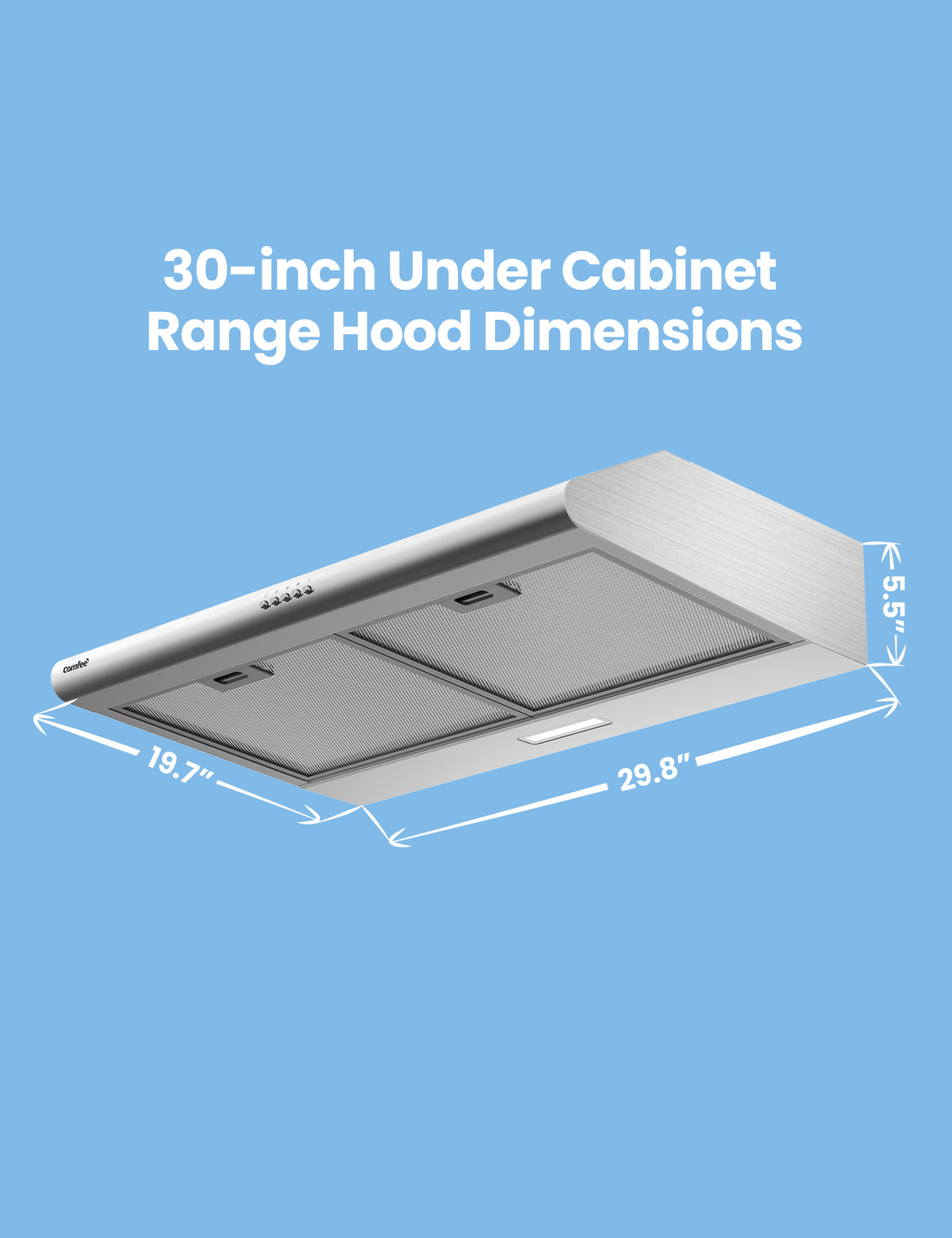 measurements of comfee under cabinet vent hood